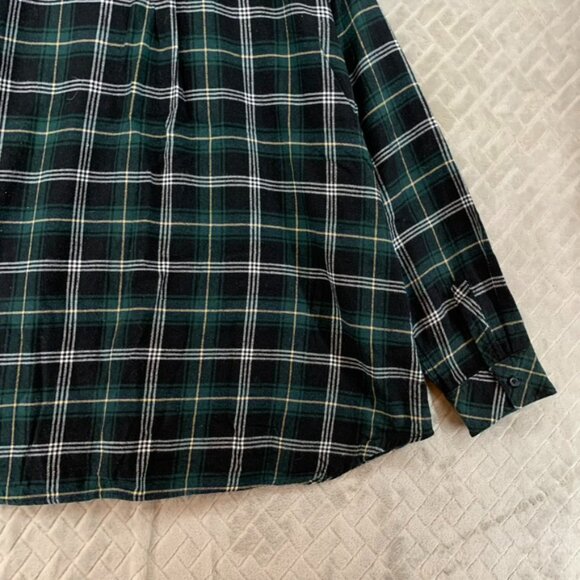 Well Worn Mens XXL Shirt Green Plaid Flannel Button Up Long Sleeve Cotton Blend - Picture 12 of 13